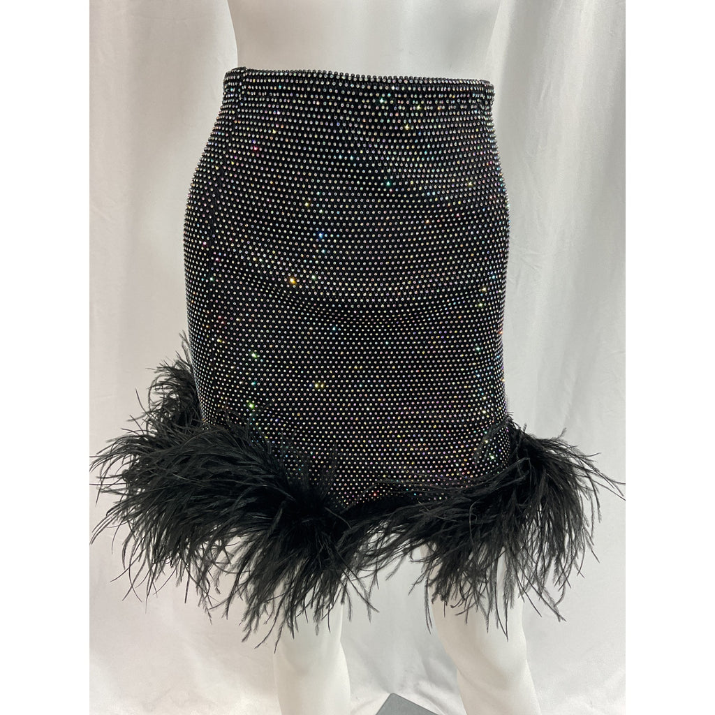 Santa Brands 'Feathers' Black Mini Skirt Size XS