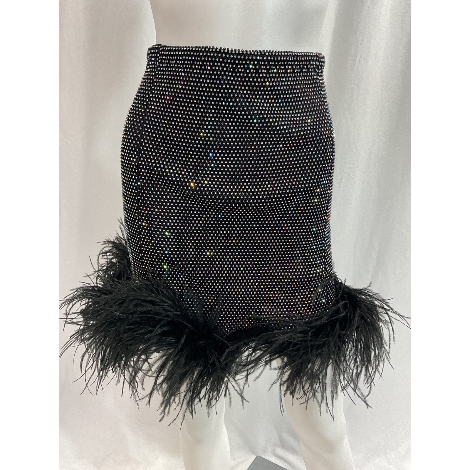 Santa Brands 'Feathers' Black Mini Skirt Size XS