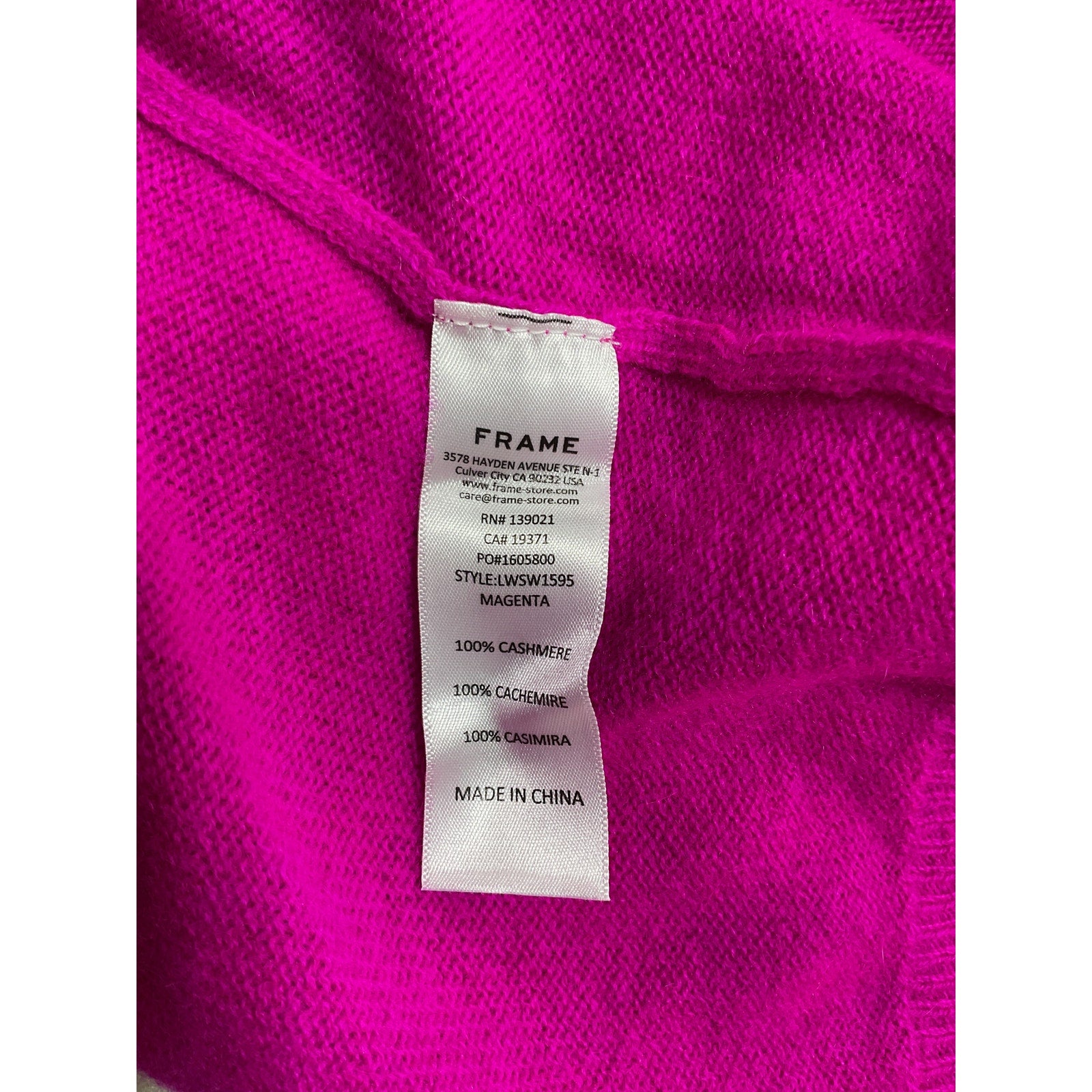 Frame Ruched Sleeve Pink Cashmere Sweater Size XS