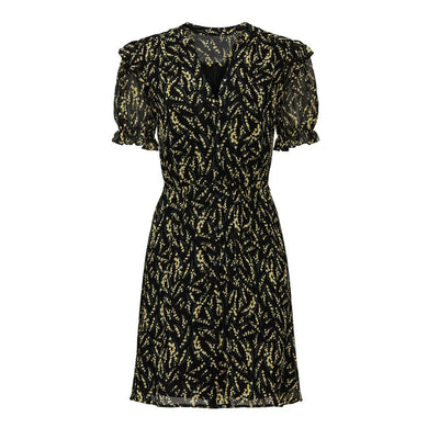 Ba&Sh 'Ruffled' Black Floral-Print Georgette Mini Dress Size 0