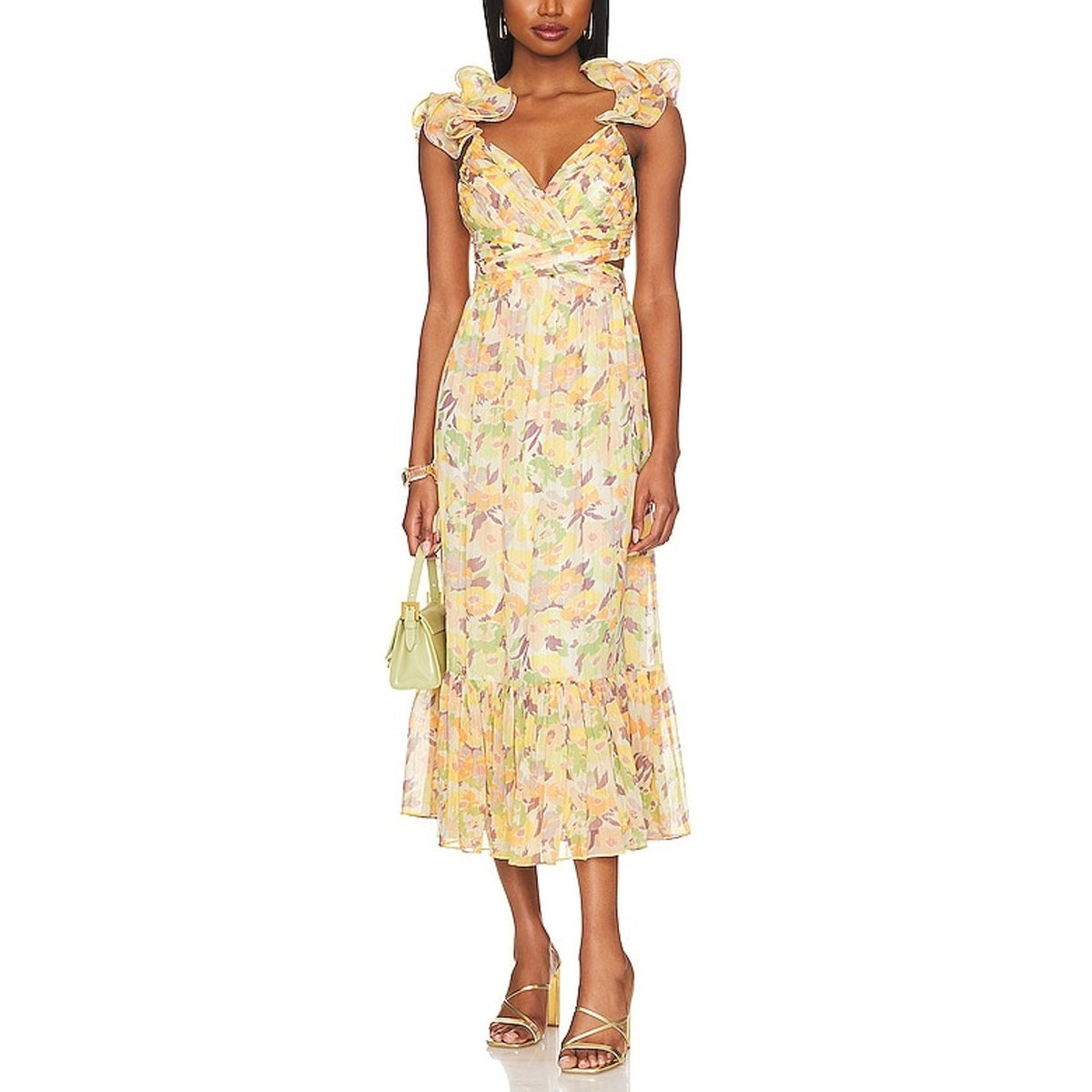 Likely Floral Yellow Multi Pria Maxi Dress Size 12