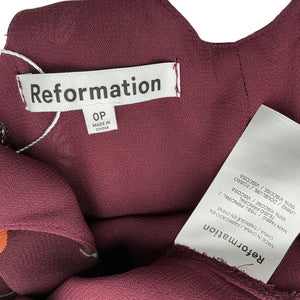 Reformation Floral Burgundy Twilight Dress Size 0 P