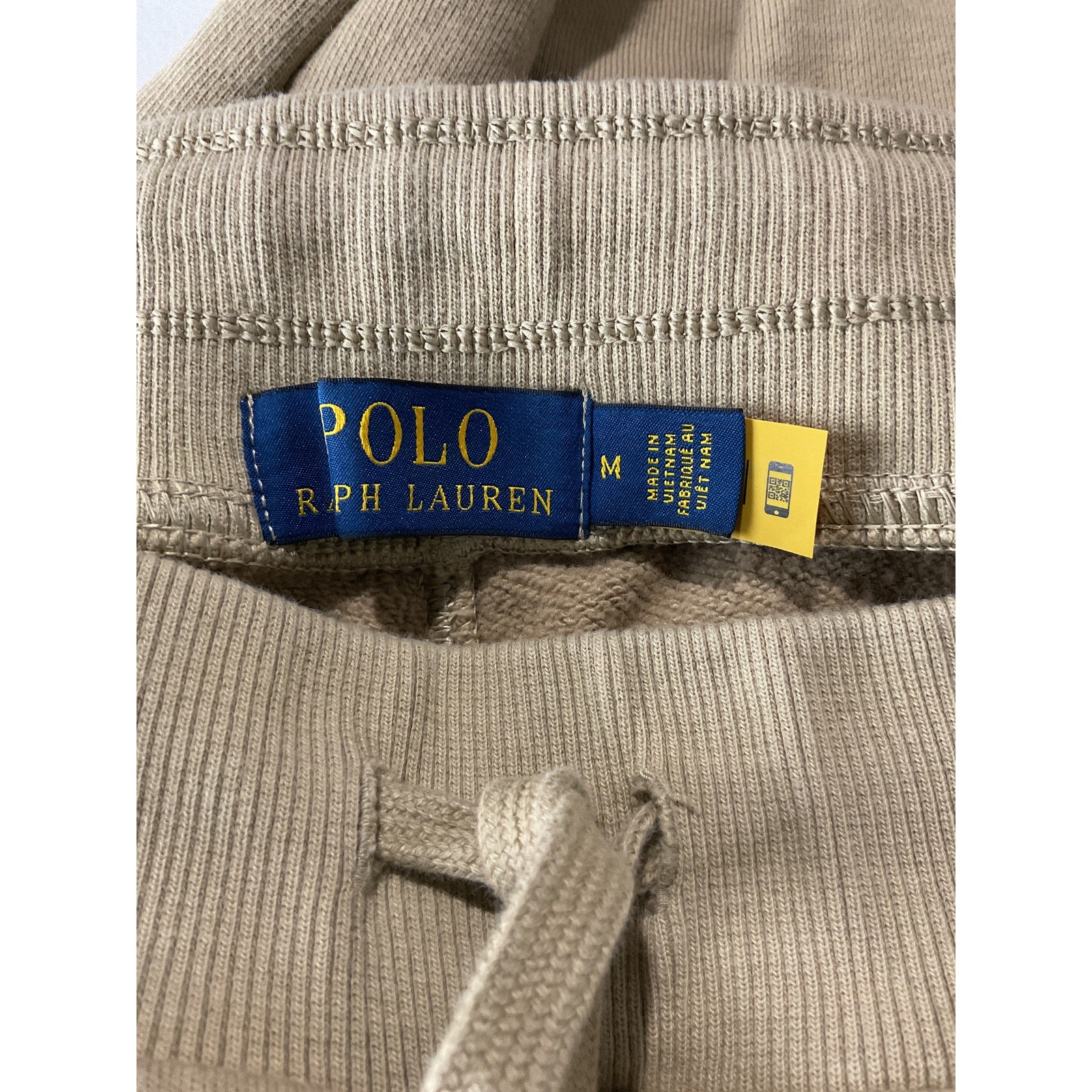 Ralph Lauren Relaxed Beige Cotton Fit Logo Fleece Sweatpant Size M