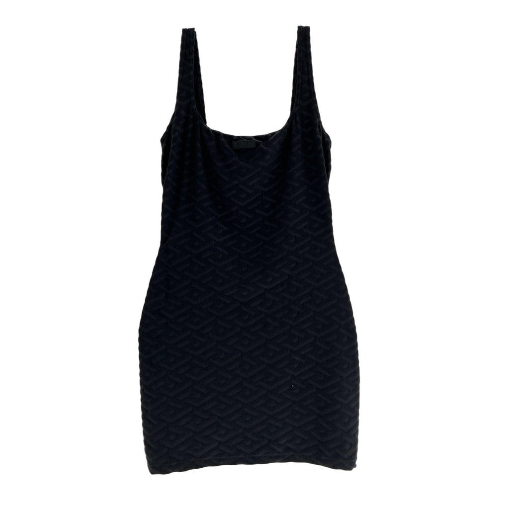 Versace 'Spugna' Black Polyamide Monogram Mini Dress Size 42