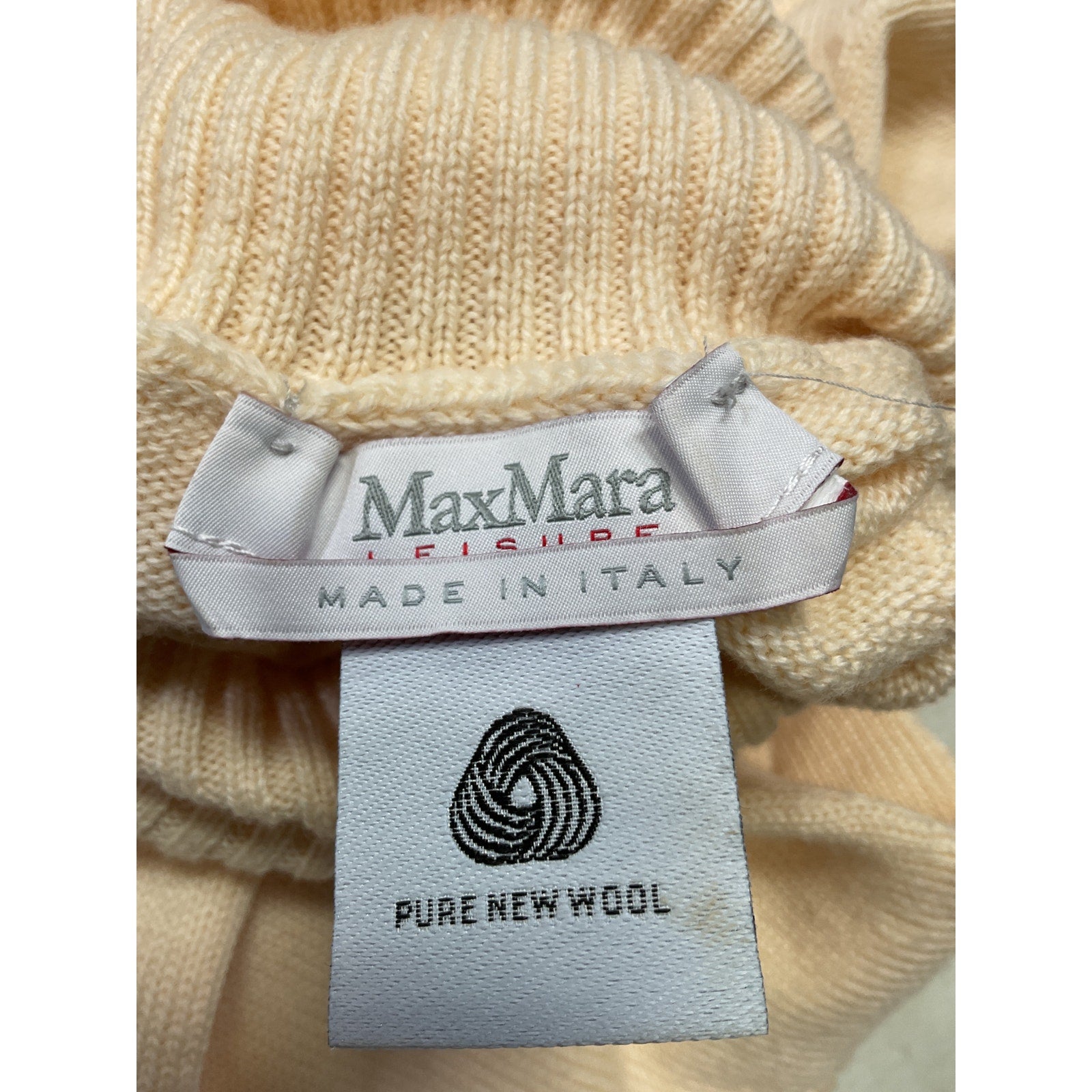 Max Mara 'Linfa' Tan Wool Turtleneck Midi Dress Size S