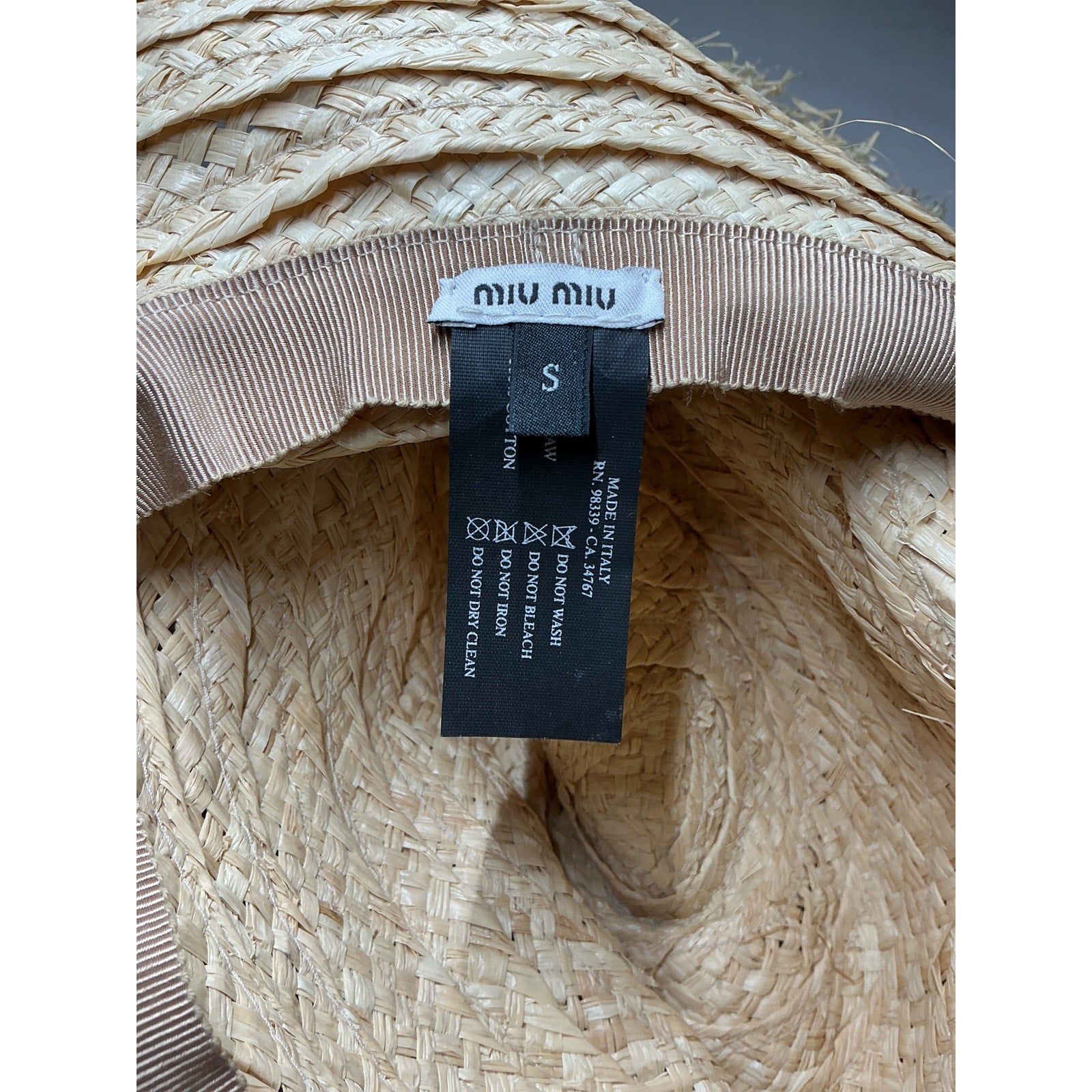 Miu Miu 'Raffia' Beige Cotton Hat Size S