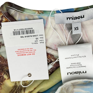 Miaou Sheer Multicolor Paloma Elsesser Baroque Long Sleeve Tee Size XS NWT