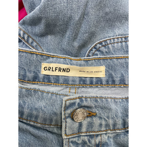 Grlfrnd 'Milla' Blue Denim Cropped High-Rise Straight-Leg Denim Jeans Size 25