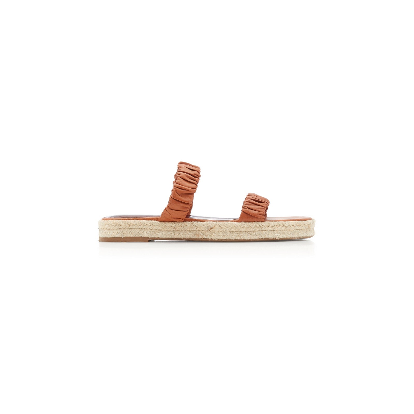 Staud 'Maya' Brown Espadrille-Trimmed Leather Sandals Size 9