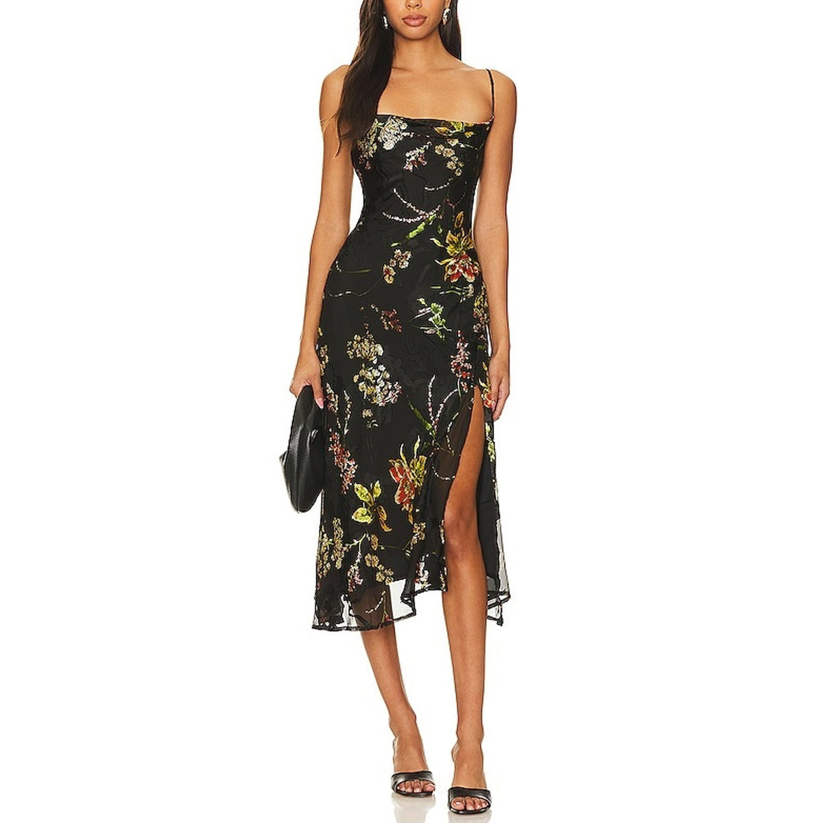 Astr The Label Burnout Black Multi Gaia Dress Size XS