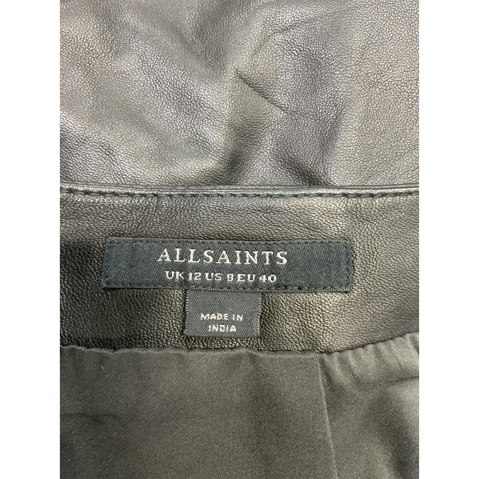 Allsaints 'Lucille' Black Leather Zip Up Midi Pencil Skirt Size 8 - NWT
