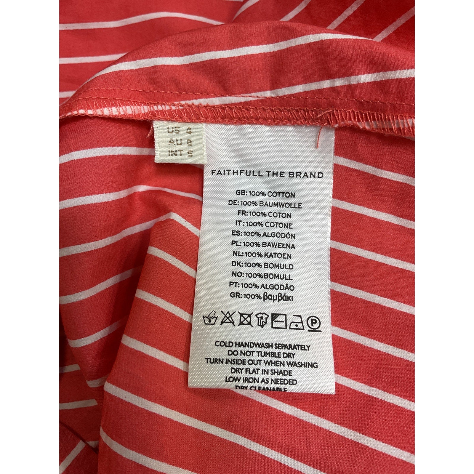 Faithfull The Brand 'Dominquez' Pink Cotton Midi Dress Size US 4