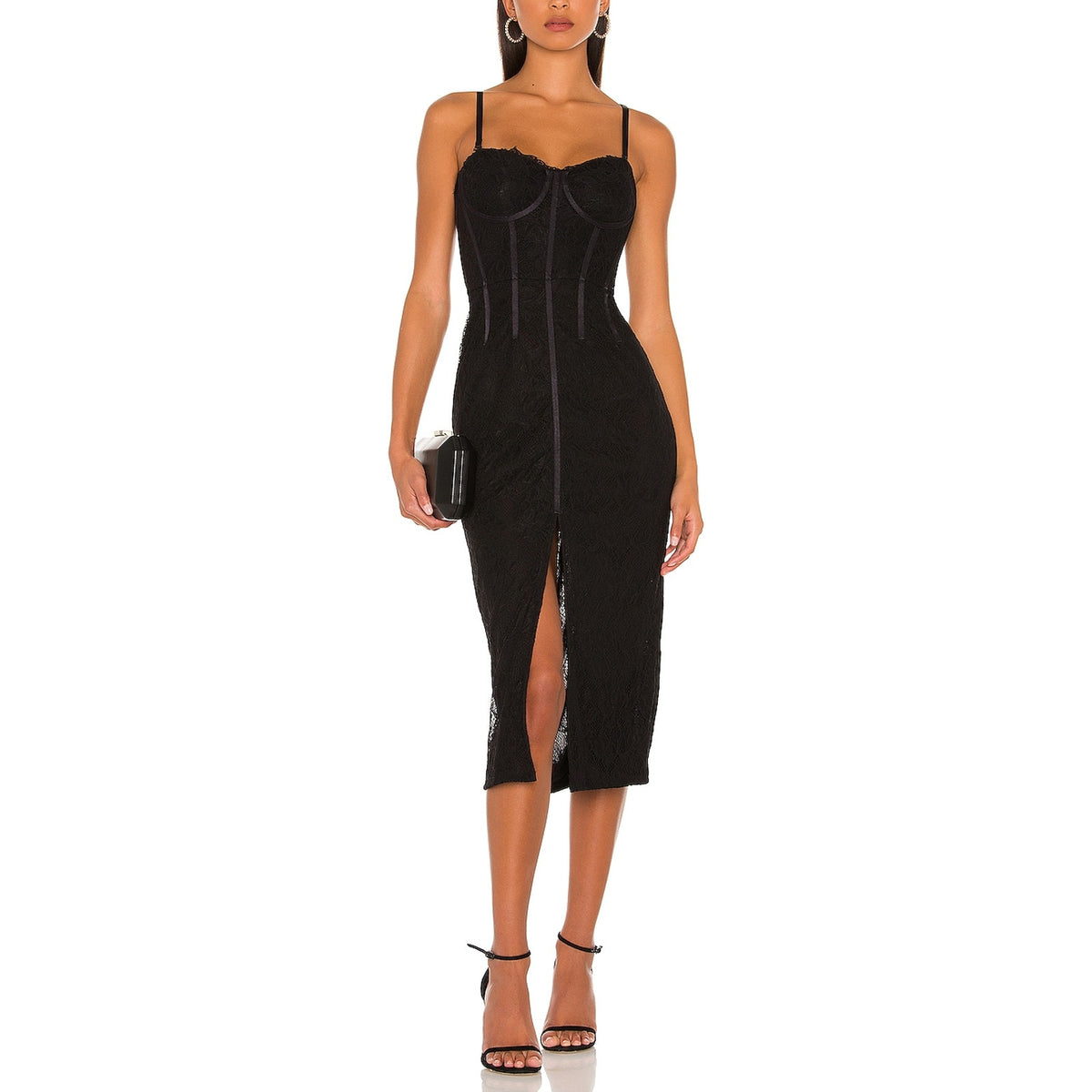 Simkhai Elegant Black Bustier Midi Dress Size XS