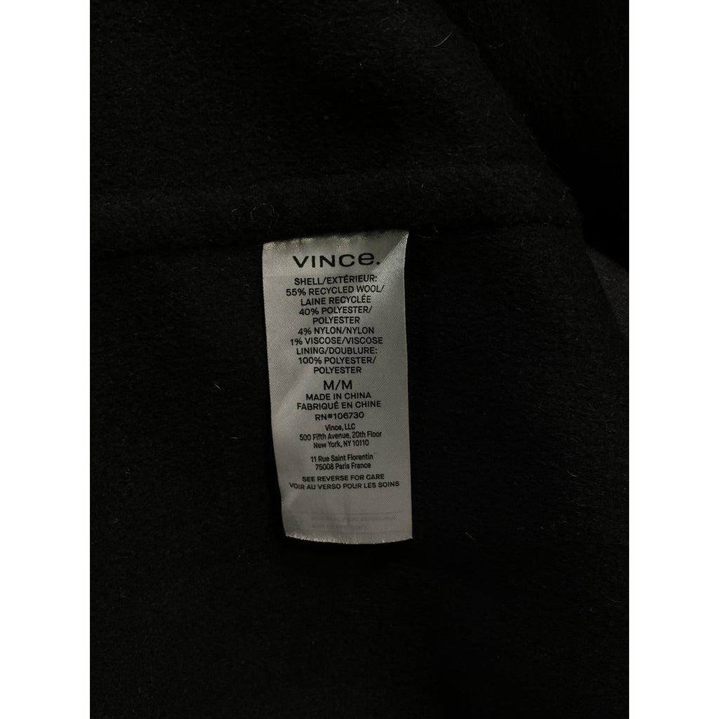 Vince 'Classic' Black Wool Blend Straight Coat Size M