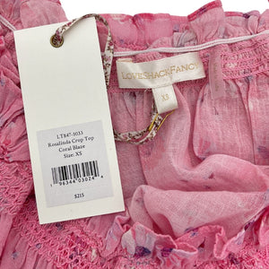 Loveshackfancy Floral Coral Blaze Rosalinda Crop Top Size XS NWT