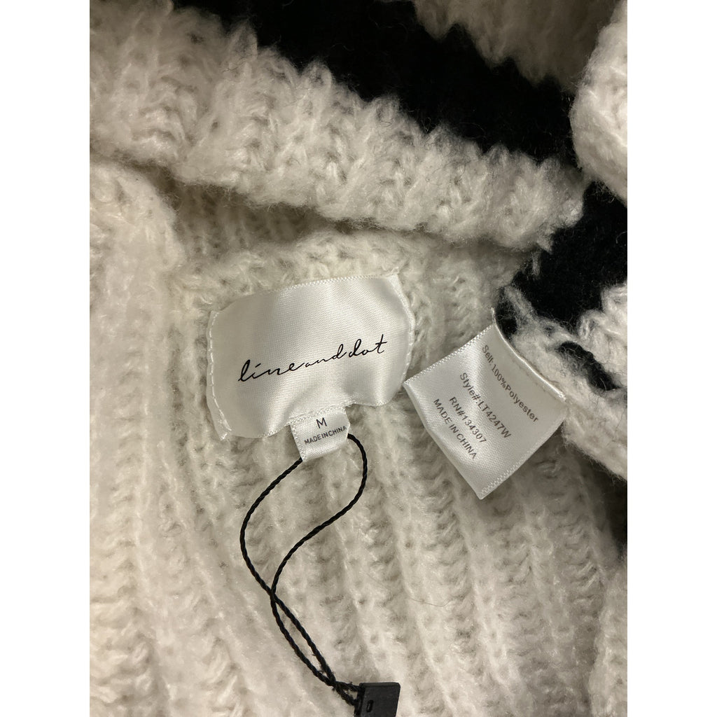 Line & Dot 'Ariel' White Striped Turteneck Long Sleeve Sweater Size M