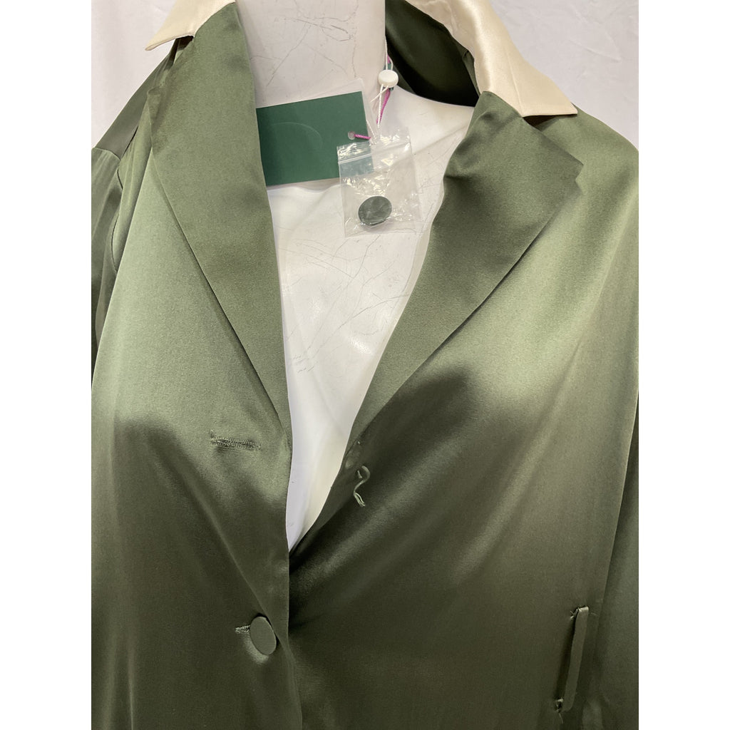 Jonathan Simkhai 'Seline' Green Belted Silk-Charmeuse Robe Jacket Size XS