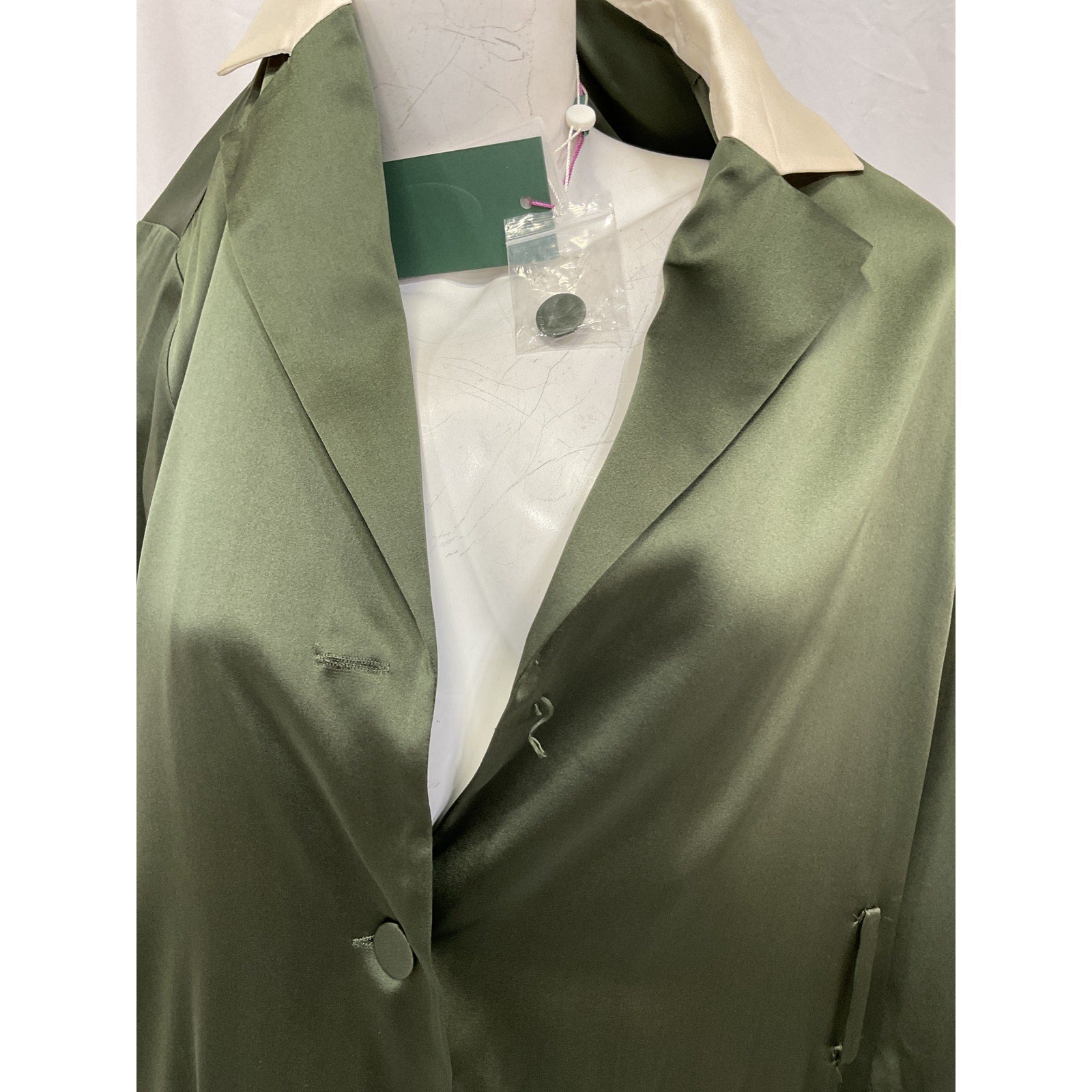 Jonathan Simkhai 'Seline' Green Belted Silk-Charmeuse Robe Jacket Size XS