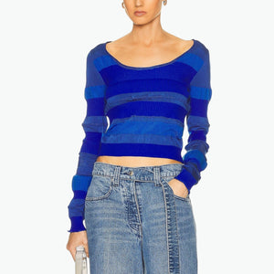 Acne Studios 'Kaelyn' Blue Viscose Rib Sweater Size XS
