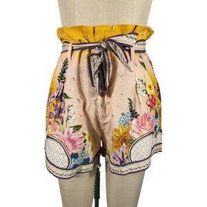Agua Bendita Belted Floral Adisson Shorts Size M