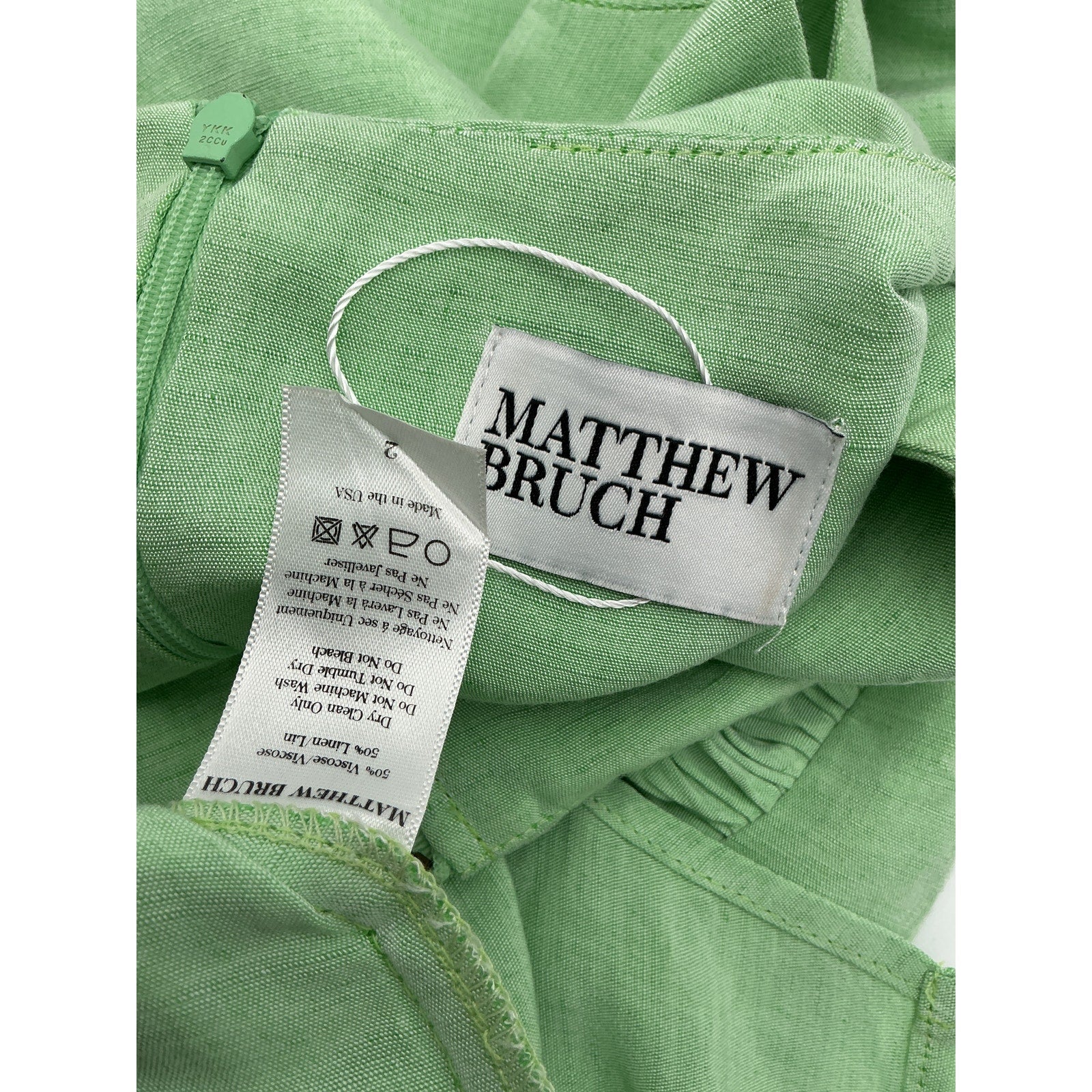 Matthew Bruch Wrap Green Viscose Zipper Mini Dress Size 2