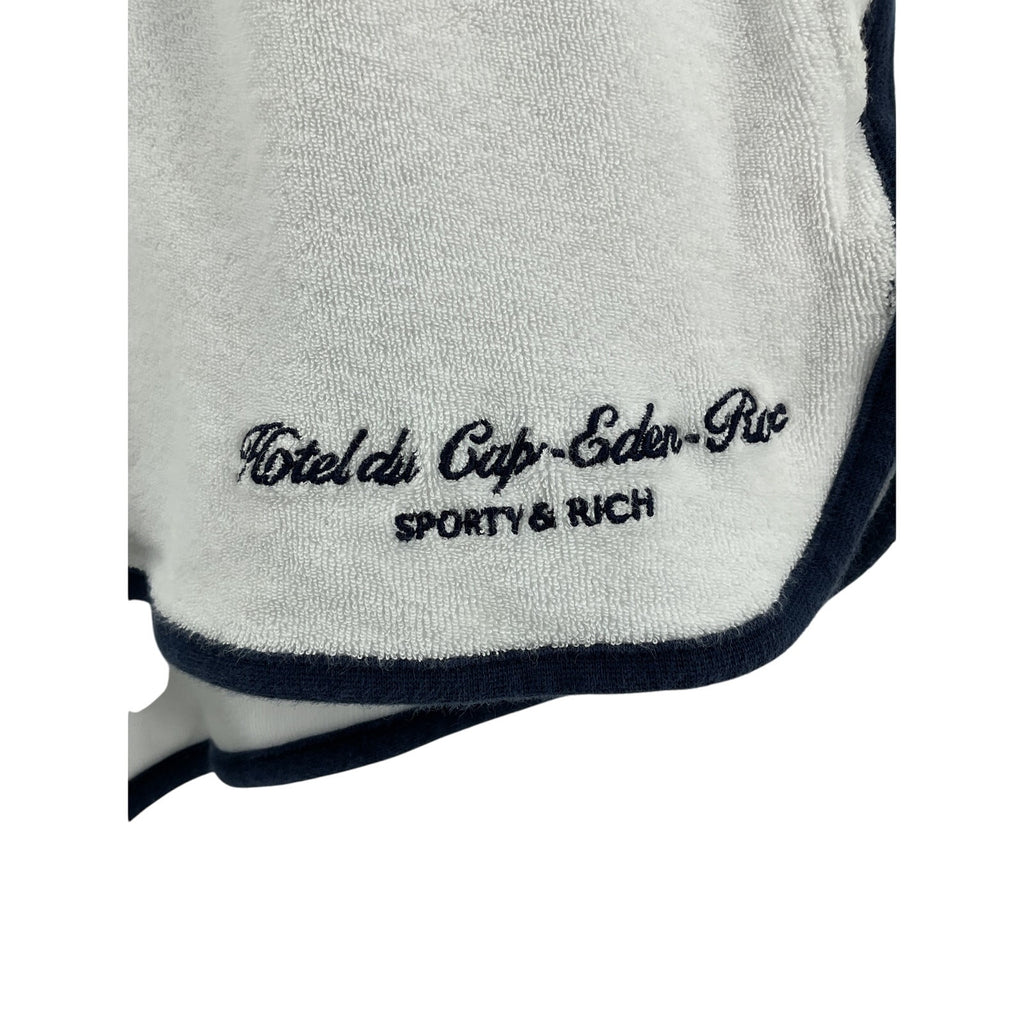 Sporty & Rich White Cotton Hotel Du Cap Cursive Terry Short Size S