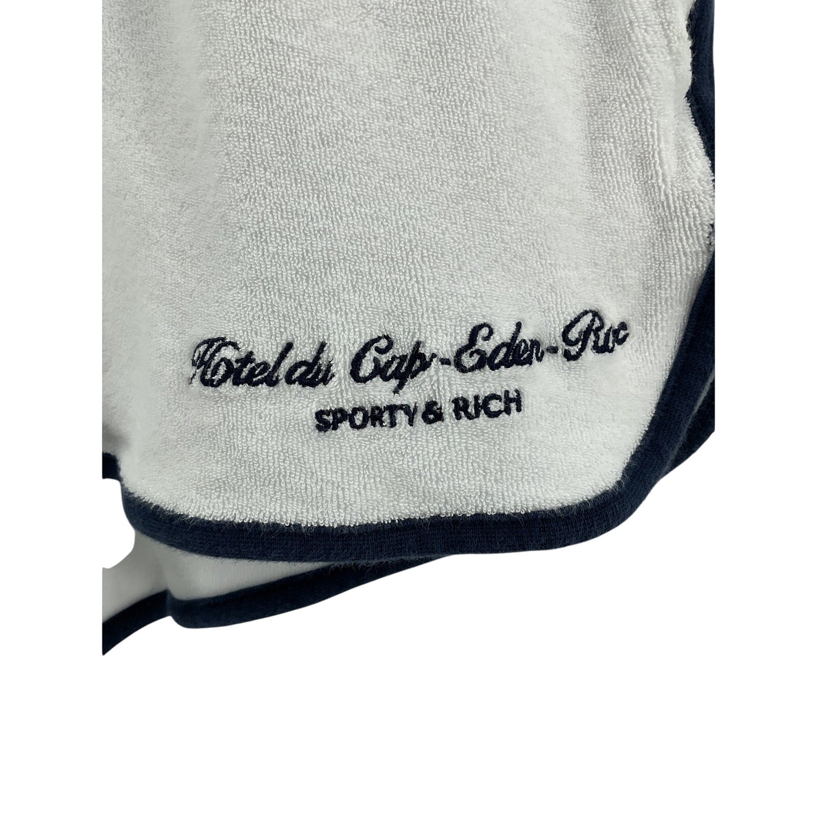 Sporty & Rich White Cotton Hotel Du Cap Cursive Terry Short Size S
