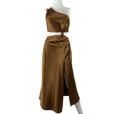 Lpa Satin Brown Imani Dress Size XS
