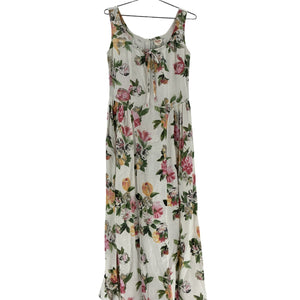 Tach Clothing Floral Linen Multicolor Shisha Maxi Dress Size L