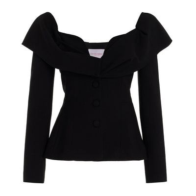 Carolina Herrera Elegant Black Stretch Wool Jacket Size 4