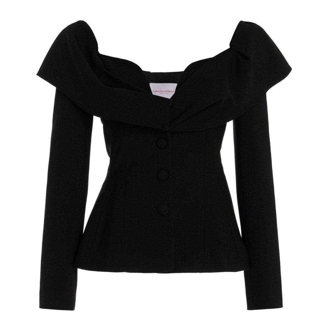 Carolina Herrera Elegant Black Stretch Wool Jacket Size 4