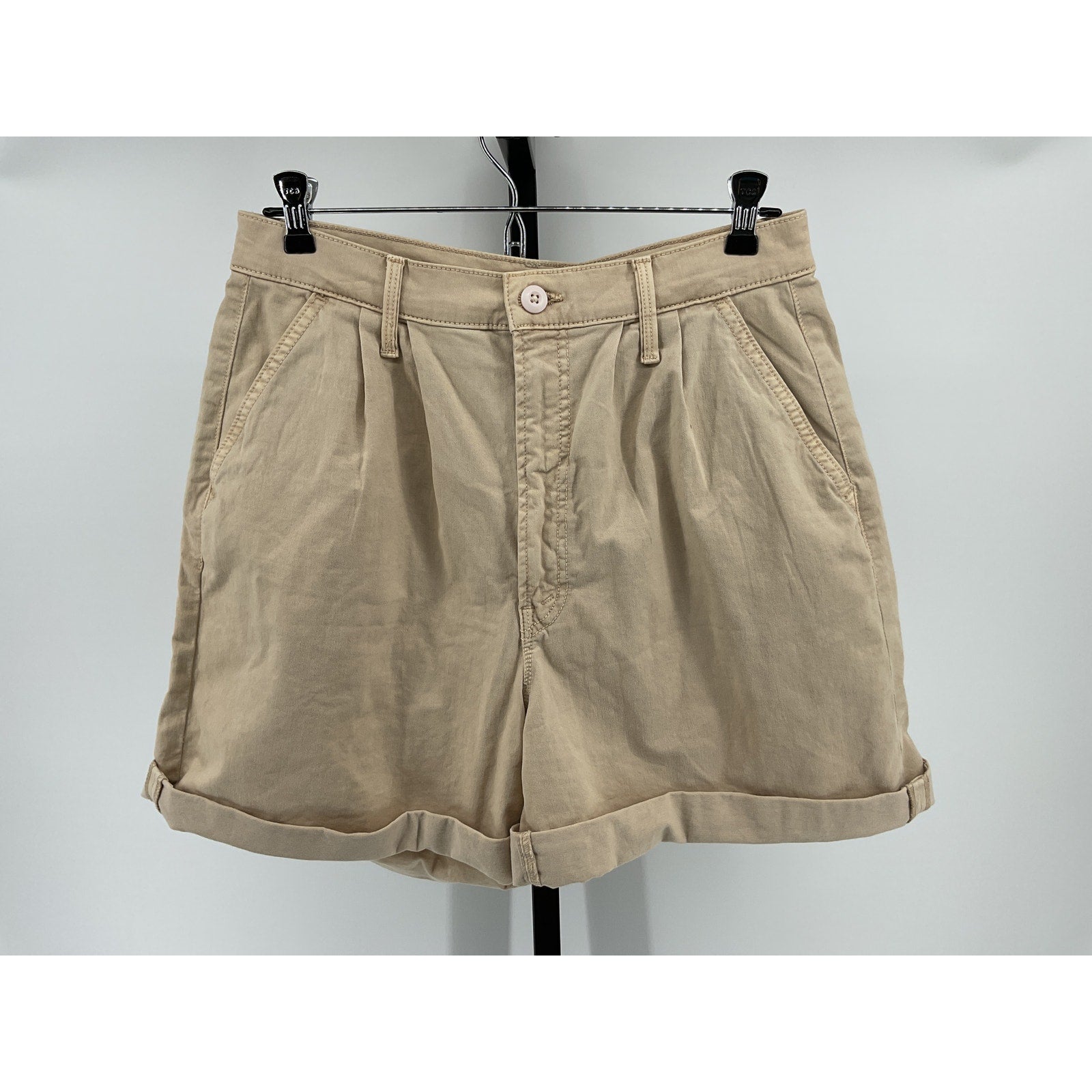 Mother The Pleated White Cotton Catch All Shorts Size 29