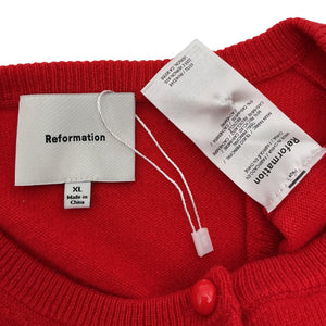 Reformation Recycled Red Caspia Cardigan Sweater Size XL