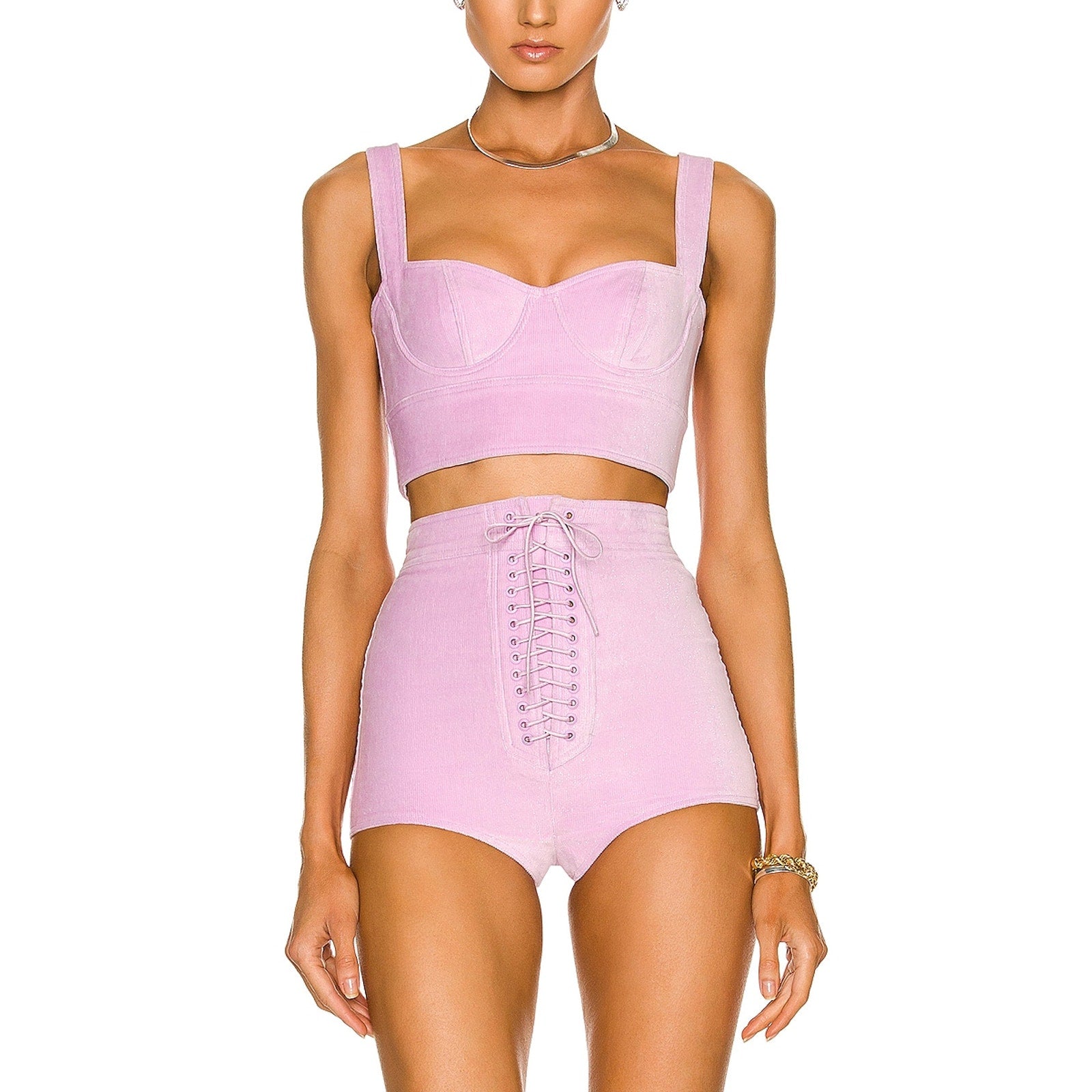 Alex Perry 'Cole' Pink Corduroy Glitter Finish Bustier Top Size 4