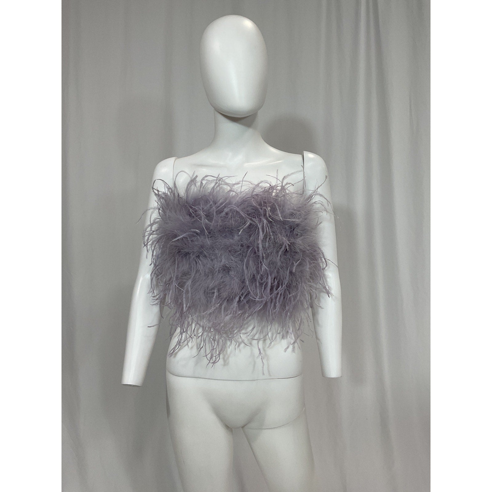 Lamarque 'Zaina' Purple Ostrich Feather Bustier Top Size S - NWT