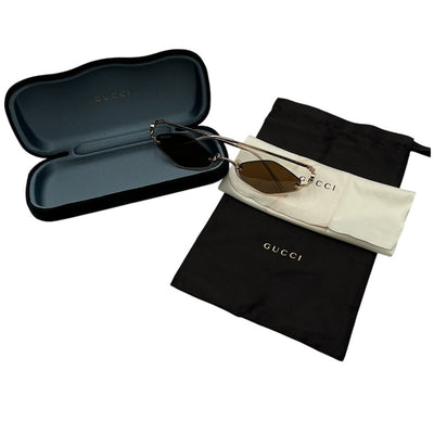 Gucci Geometric Gold Gg Upside Down Sunglasses