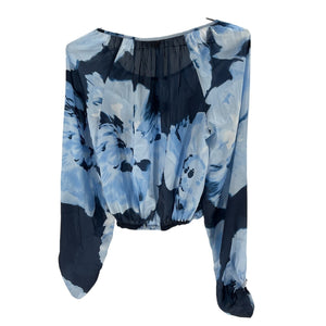 Ramy Brook Floral Blue Aria Blouse Size XS