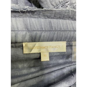 LoveShackFancy Tiered Washed Denim Ruffle Mini Skirt Size XS