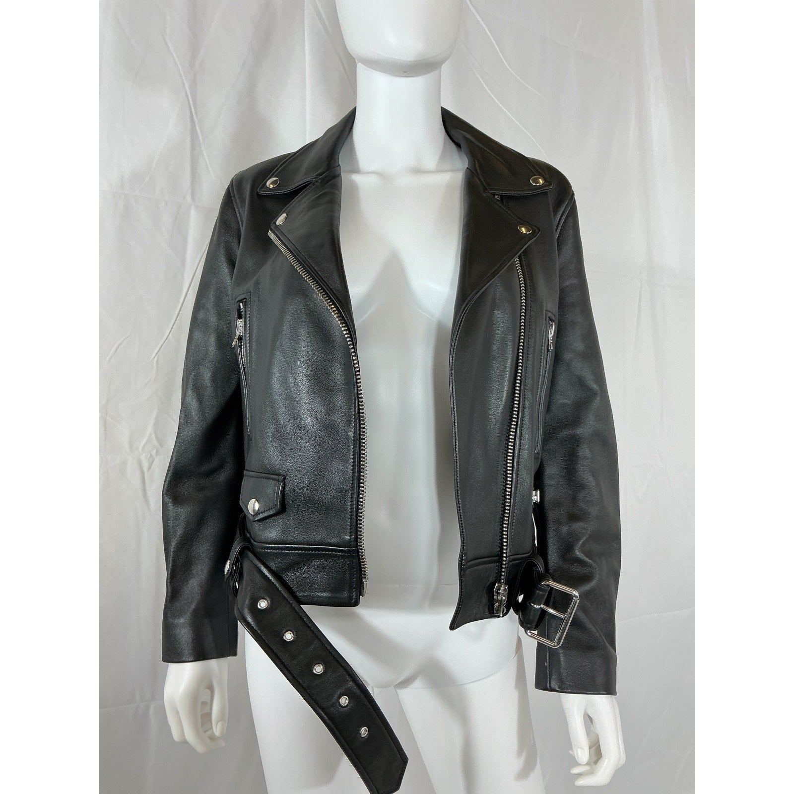 Acne Studios Black Leather Moto Jacket Size 40