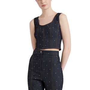 Cinq à Sept 'Ora' Blue Cotton Bustier Size M