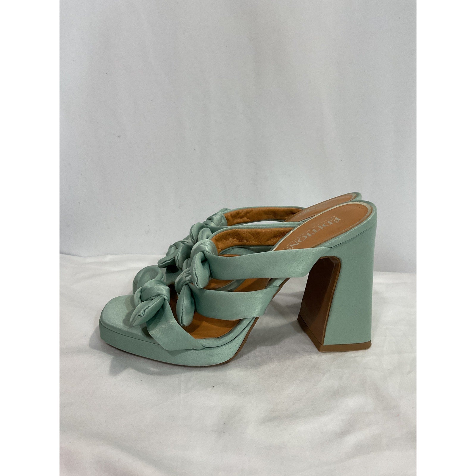 S�zane 'High Clarisse' Green Leather Mules Size 6