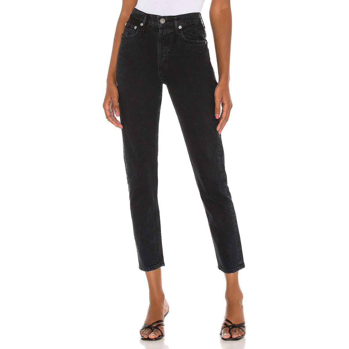 Agolde 'Jamie' Black High Rise Classic Denim Jean Size 25