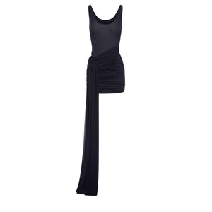 Alex Perry Ruched Navy Scoop Neck Wrap Mini Dress Size UK 10 / US 6