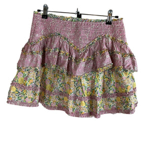 Loveshackfancy Floral Blushing Meadows Tribeca Mini Skirt Size M