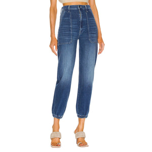 Mother Relaxed Blue Wrapper Patch Springy Ankle Denim Jeans Size 26
