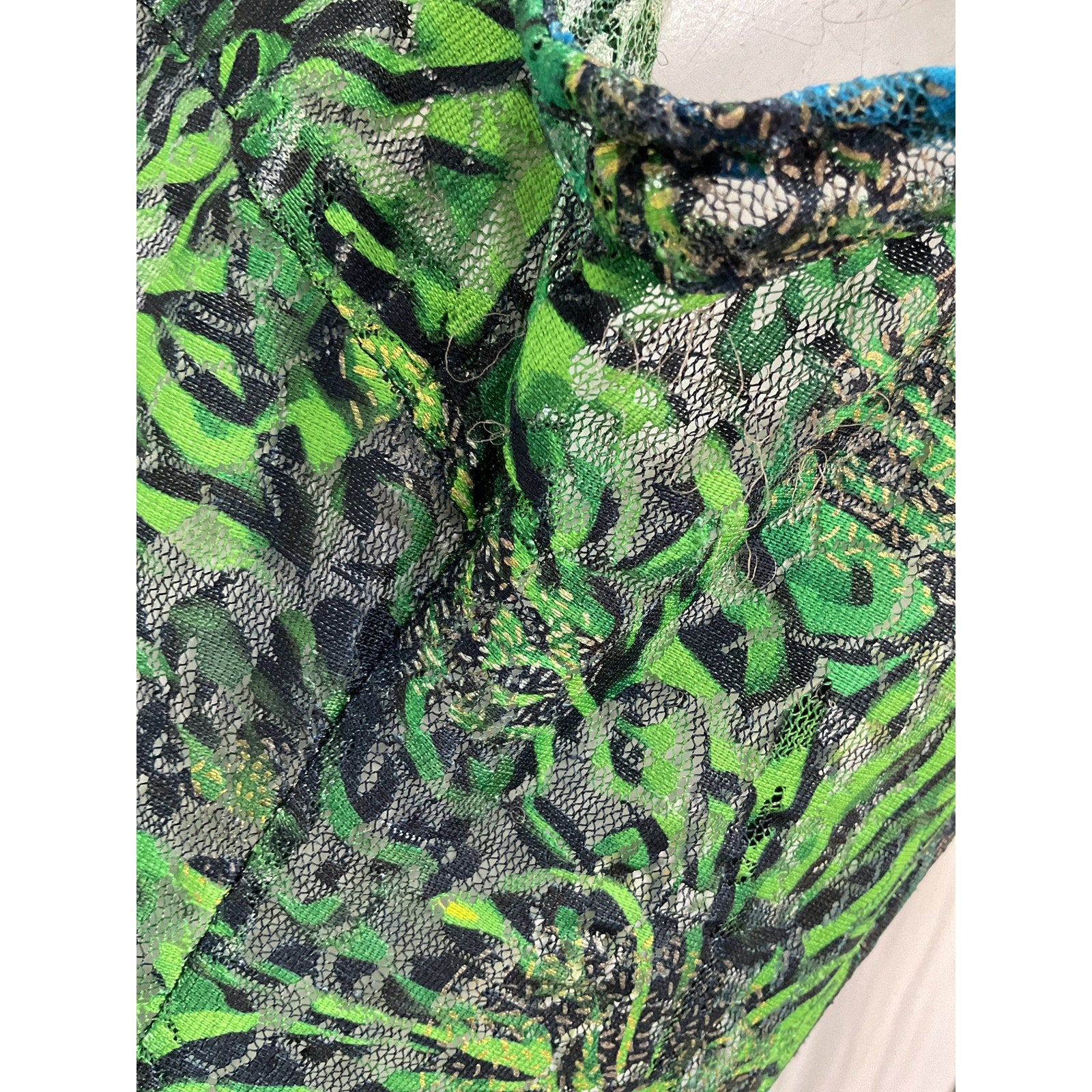 Kim Shui Lace Blue Rayon Butterfly Dress Size M