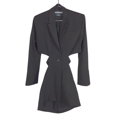 Jacquemus Cutout Wool Black Bari Mini Dress Size 36 EU / US 4