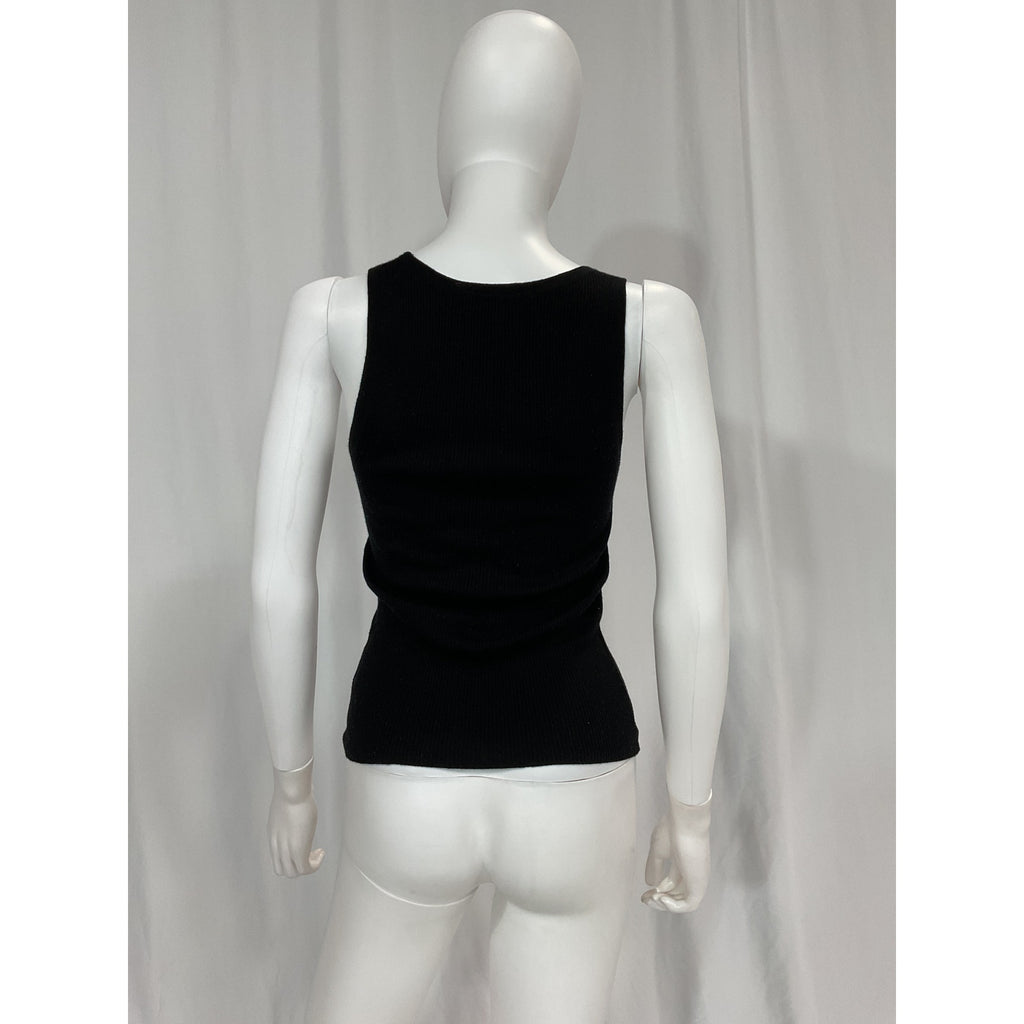 Favorite Daughter Black 'The Take It Easy' Merino Wool Rib Scoop Neck Tank Top Size S