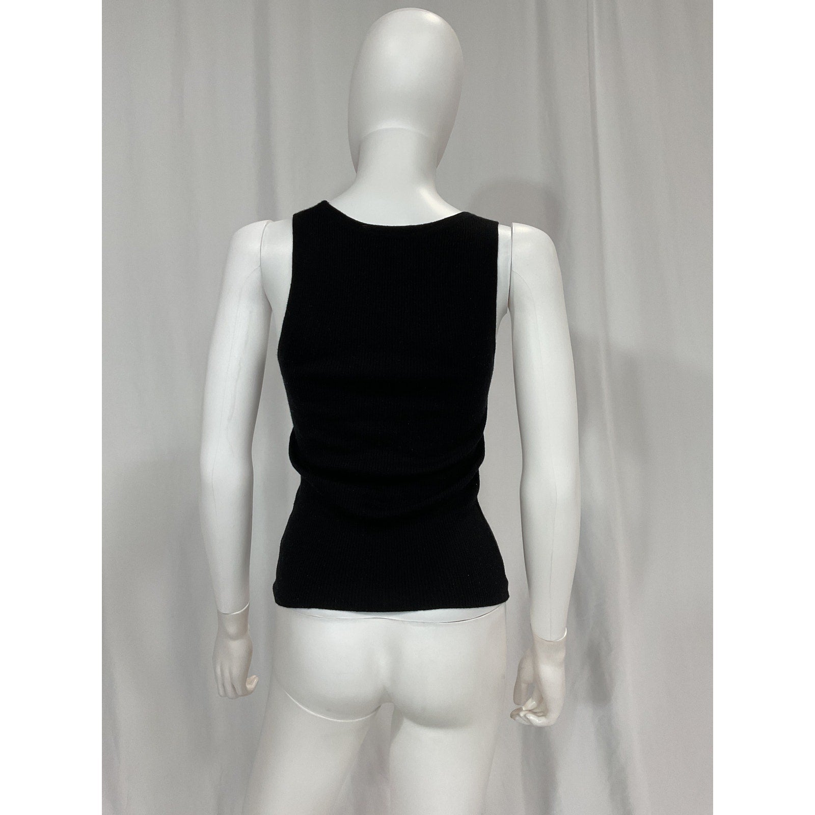 Favorite Daughter Black 'The Take It Easy' Merino Wool Rib Scoop Neck Tank Top Size S