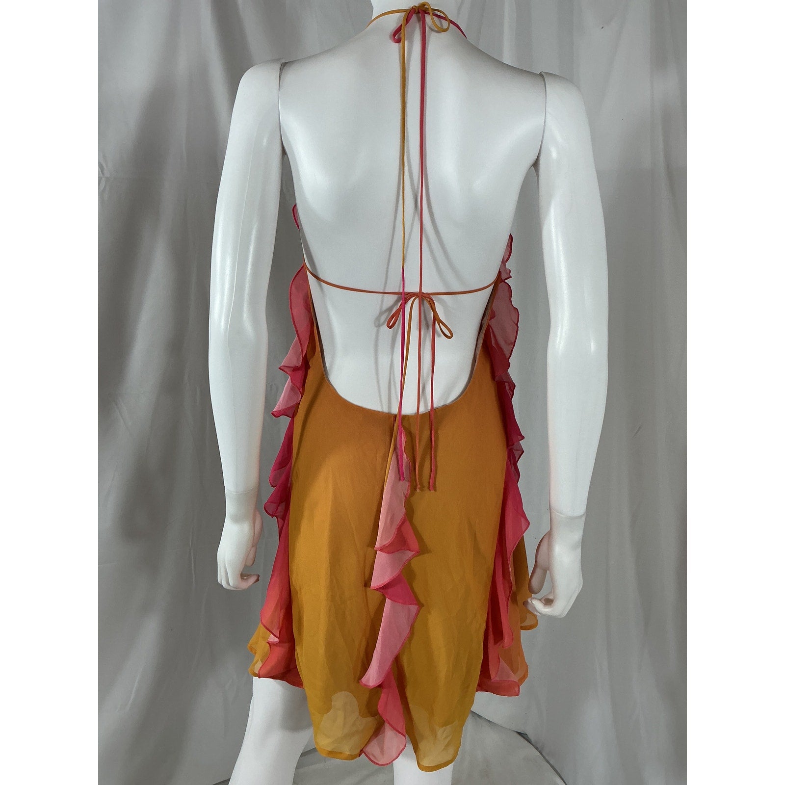 Delfi Collective Sleeveless Pink Polyester Ruffled Mini Dress Size M